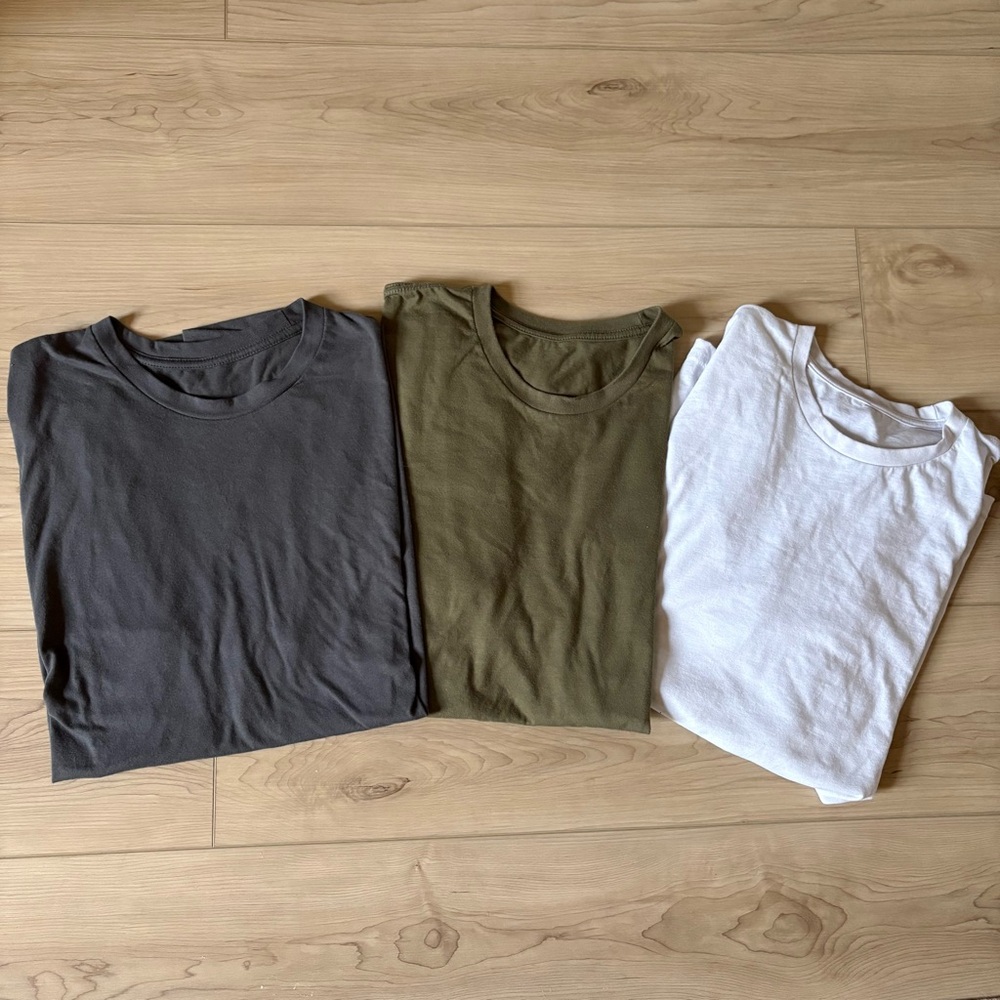 3-Pack Crew Neck Sueded Tees — Charcoal, Olive, White (Next Level 6410)